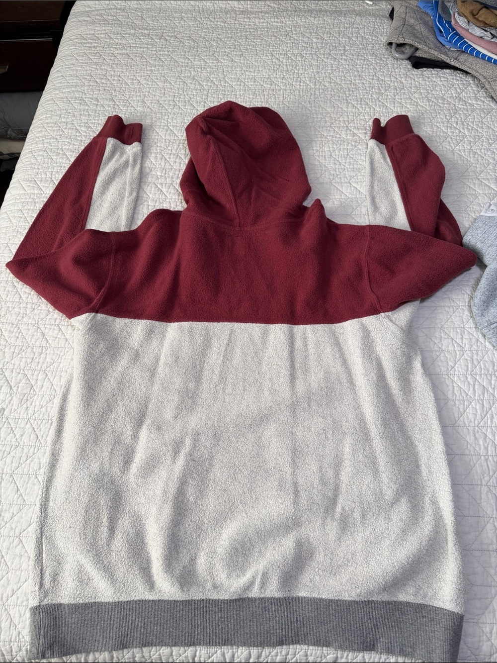RVCA Maroon and Heather Gray Blocked Hooded Pullover - Picture 7 of 8